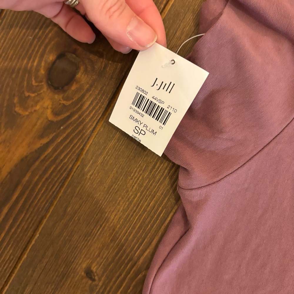 J.Jill Wearever Collection Mock Neck Top Smoky Plum NWT Small Petite Travel Knit - Picture 5 of 11